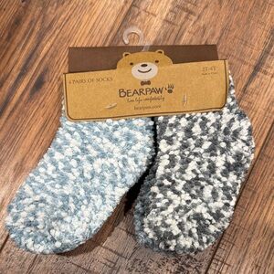 BearPaw 2T-4T Fluffy Socks in Blue and Gray set of 4